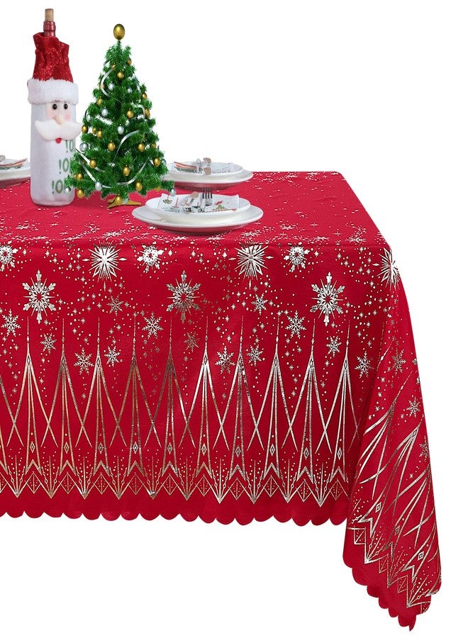 LUSHVIDA Christmas Rectangle Tablecloth - Washable Water Resistance Holiday Microfiber Table Cloth Decorative Table Cover for Banquet Party Kitchen Dining Room, 60 x 84 Inch - Image 5
